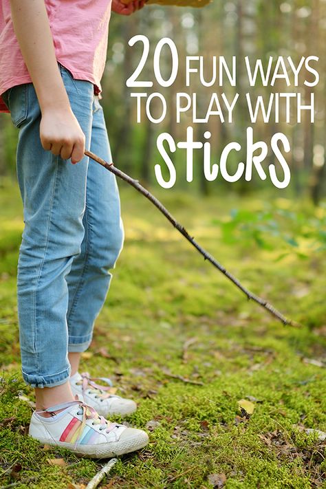 Outdoor Activities: 20 Ways to Play with Sticks Nature Games For Kids, Eyfs Crafts, Stick Activities, Outdoor Nature Activities, Forest Activities, Nature Play Ideas, Camping Craft, Forest School Ideas, Nature Based Learning