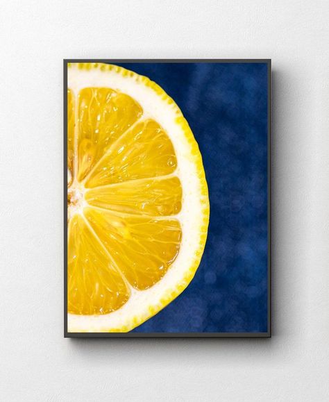 Kitchen Prints, Food Photography Lemon PRINT, Fine Art Photography, Printable Wall Art, Food Poster to the Kitchen or Dinning Room - Etsy Picture For Painting, Kitchen Painting Art, Prints For Kitchen, Lemon Pictures, Modern Kitchen Art, Kitchen Painting, Photo Macro, Lemon Art, Food Wall Art