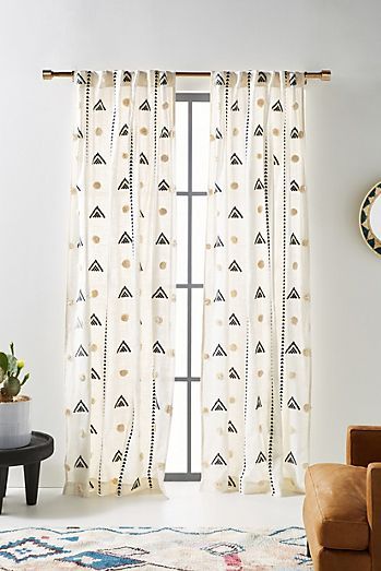 Curtains Anthropologie, Windows And Curtains, Loft Windows, Windows Design, Drapes And Curtains, Small Lounge, Room Decor Curtains, Beige Curtains, Kutch Work Designs