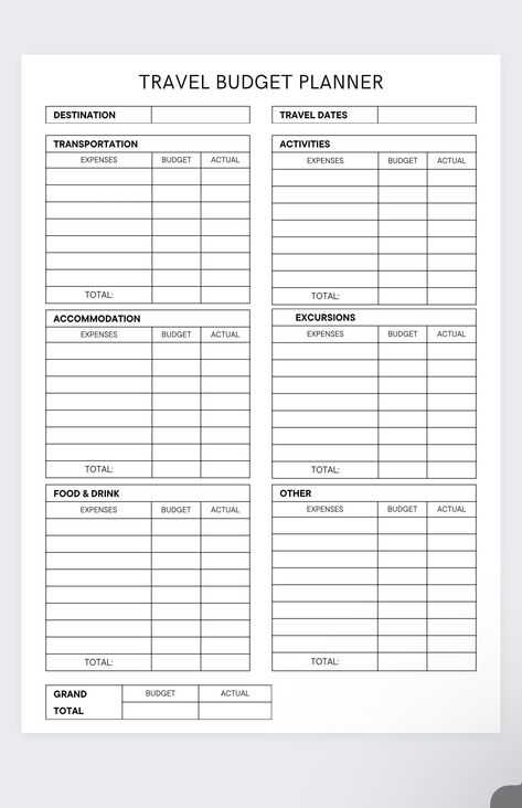 Travel Expenses Template, Travel Budget Template, Trip Planner Template, Vacation Budget Planner, Travel Budget Planner, Travel Template, Vacation Budget, Travel Planner Template, Money Planner