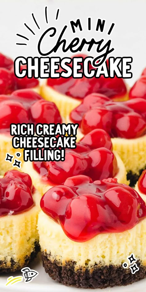 Cheesecake Treats, 2024 Cookies, Mini Cherry Cheesecakes, Refrigerated Desserts, Cherry Cheesecake Recipe, Mini Cheesecakes Easy, Lemon Cheesecake Bars, Mini Tarts, Mini Cheesecake Recipes