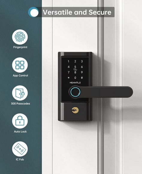 Keyless Entry Smart Door Lock - HEANTLE Smart Lock Fingerprint Door Lock with Lever Electronic Locks for Front Door Touchscreen Keypads Door Lock Automatic Lock Compatible with Alexa Google Home Unique Privacy Fence Ideas, Keypad Door Locks, Advert Design, Privacy Fence Ideas, Keyless Entry Door Locks, Fingerprint Door Lock, Product Poster, Entry Door Locks, Digital Door Lock