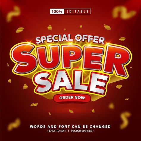 Vector editable vector text effect super... | Premium Vector #Freepik #vector #sale #sign #background #modern Payday Sale, Sale Sign, Text Effect, Super Sale, Text Effects, 3d Art, Premium Vector, Sale Poster, Graphic Resources