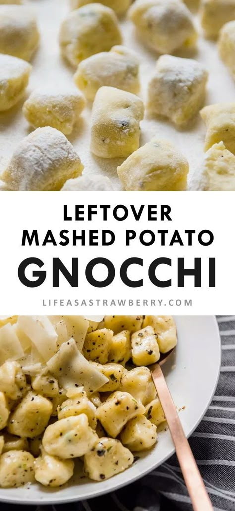 Mashed Potatoes Gnocchi, Ultimate Mashed Potatoes Recipe, Mashed Potato Gnocchi, Vegetarian Gnocchi, Gnocchi Recipes Homemade, Leftover Potatoes, Gnocchi Recipe, Leftover Recipes, Homemade Gnocchi