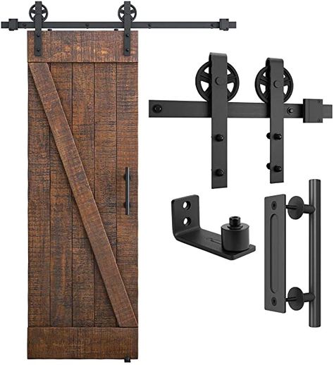 SMARTSTANDARD 5ft Heavy Duty Sliding Barn Door Hardware Kit, Black, (Whole Set Includes 1x Pull Handle Set & 1x Floor Guide) Fit 30" Wide Door Panel (Big Industrial Wheel Hangers): Amazon.ca: Tools & Home Improvement Breakfast Bundt Cake, Industrial Wheels, Compact Home, Tiny Home Living, Redecorating Ideas, Apt Decor, Best Appetizer, Best Appetizer Recipes, Swinging Doors