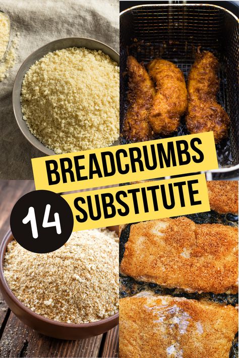 14 Best Bread Crumb Substitutes - What To Use Instead. Looking for the perfect crunch without the breadcrumbs? 🍞➡️🚫 Discover 14 game-changing substitutes that'll elevate your fried foods while catering to all sorts of diets. From keto-friendly to gluten-free options, we've got something for everyone. Say goodbye to boring and hello to delicious variety! How To Use Bread Crumbs, Keto Breadcrumb Replacement, Healthy Bread Crumbs, Substitute For Panko Bread Crumbs, Breaded Chicken No Breadcrumbs, Gluten Free Bread Crumbs Substitute, Healthy Bread Crumbs Alternative, Bread Crumb Substitute, Keto Bread Crumbs Substitute