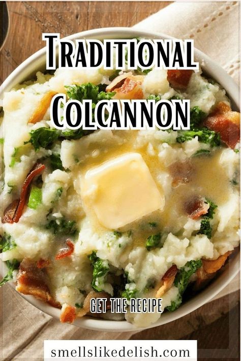 Stretch your grocery budget with this hearty and satisfying colcannon recipe. Made with simple ingredients like potatoes, cabbage, and butter,  colcannon is a delicious and affordable way to feed your family. Irish Potatoes And Cabbage, Colcannon Recipe Traditional, Irish Colcannon Potatoes, Irish Mashed Potatoes And Cabbage, Irish Colcannon, Potato Cabbage Recipes, Potatoes And Cabbage Recipes, Cabbage And Potato Recipes, Irish Dinner Recipes