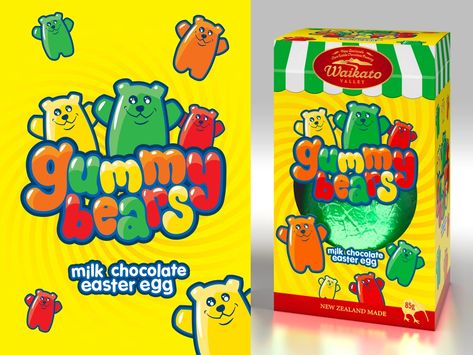 Gummy Bear Easter egg by Matt Battye on Dribbble Gummy Candy Packaging Design, Gummy Bear Packaging, Gummy Packaging Design, Jelly Packaging Design, Gummy Packaging, Jelly Illustration, Name Typography, Jelly Bears, Moodboard Inspo