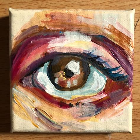 Eye Painting Colorful, Painting Ideas On Canvas Eyes, Crying Eyes Painting, Eye Drawing Acrylic, Cool Eye Painting, Acrylic Painting Eye, Aesthetic Eye Painting, Painting Ideas Eyes, Small Oil Painting Ideas