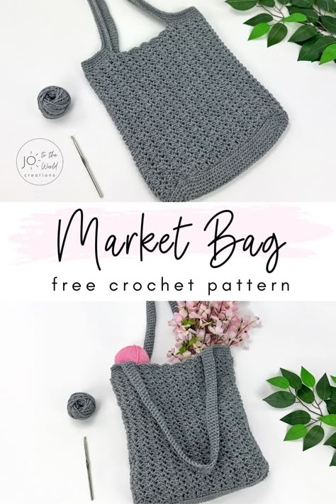 Crochet Market Bag Free Pattern | Jo to the World Creations Free Crochet Patterns For Women, Crochet Gift Ideas For Women, Tote Bags Crochet, Crochet Teacher Gifts, When Tomorrow Starts, Crochet Grocery Bag, Crochet Market Bags, Crochet Tote Bags, Fast Crochet