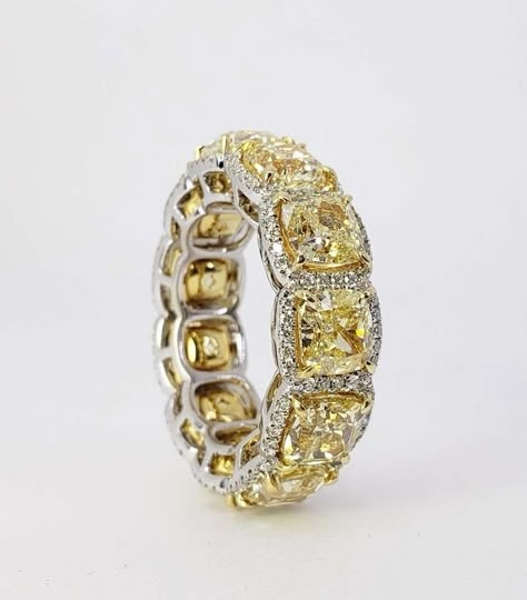 Yellow Diamond Ring, Diamond Eternity Wedding Band, Yellow Ring, Fancy Yellow Diamond, Yellow Jewelry, Diamond Eternity Band, Diamond Jewelry Designs, Classy Jewelry, Expensive Jewelry