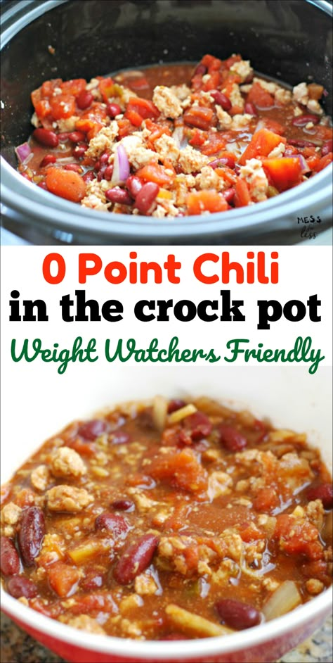 0 Point Chili, Ww Chili, Weight Watchers Chili, Ww Soup, Weight Watchers Crock Pot Recipes, Weight Watchers Meals Dinner, Weight Watchers Lunches, Weight Watchers Plan, Pastas Recipes