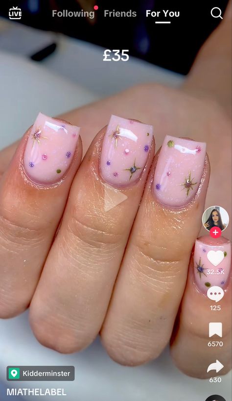 Color Schemes For Nails, Short Nails Ideas Square Simple, Sorry Nails, Square Nail Inspo Simple, Short Acrylic Nail Inspo Aesthetic, Biab Nail Design Short Square, Simple Short Nail Designs Summer 2024, Short Square Biab Nails, Short Builder Gel Nails Design