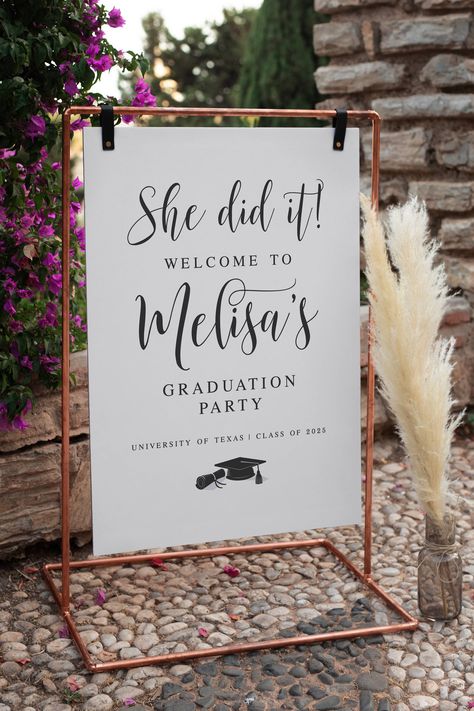 She Did It, Welcome To Graduation Party, Modern Minimalist Welcome Signs, Graduate Congratulations, Instant Download, Graduation Prints Grad Party Inspo, Grad Party Theme, College Grad Party, Senior Graduation Party, Graduation Party Diy, Graduation Party Planning, College Graduation Parties, Grad Party Decorations, Graduation Signs