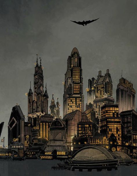 Gotham City Streets, Dark Deco Batman, Gotham City Comic Art, Gotham City Drawing, Gotham Skyline, Gotham City Architecture, Gotham City Comic, Batman Building, Gotham City Concept Art