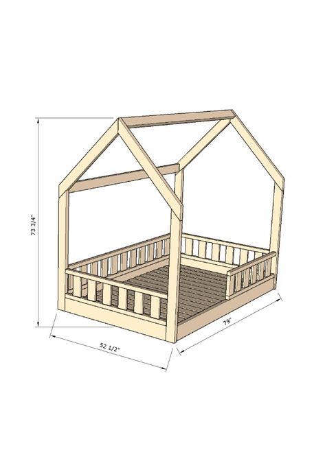 Small Double Mattress House bed PDF plan, Montessori bed plan, DIY project Diy Montessori Bed, Twin Montessori Bed, Montessori Bed Plans, Diy House Bed, Diy Kids Bed, Twin Size House Bed, Twin House Bed, Montessori House Bed, Toddler House Bed