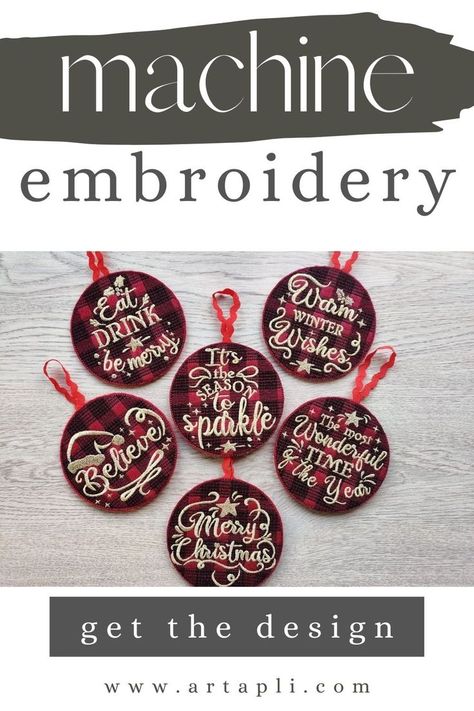 4x4 In The Hoop Embroidery Projects Free, In The Hoop Christmas Ornaments Machine Embroidery Designs, Machine Embroidered Ornaments, 4x4 Embroidery Projects, Tartan Embroidery, Machine Embroidery Christmas Ornaments, Gingham Christmas Tree, Gingham Christmas, Machine Embroidery Christmas