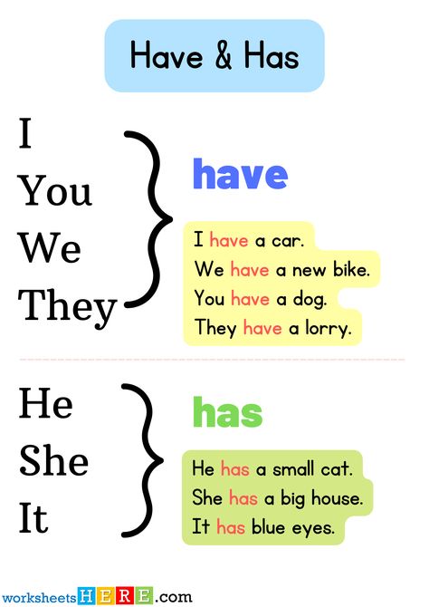 Have and Has Using and Example Sentences PDF Worksheet For Student and Kids - WorksheetsHere.com Have And Has Activities, Use Of Has And Have, English For Grade 2 Student, Using Have And Has Worksheet, Has And Have Worksheets For Grade 1, Use Of Has And Have Worksheet, Have And Has Grammar, Have Or Has Worksheet, Has Have Had Worksheet Grade 3