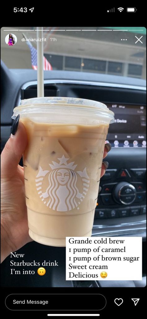 Brown Sugar Starbucks Drink, Sweet Starbucks Coffee Orders, Starbucks Cold Brew Order, Iced Coffee Starbucks Order, Best Iced Coffee Starbucks Orders, Starbucks Drinks Iced, Starbucks Healthy, Starbucks Drink Menu, Starbucks Drink Ideas