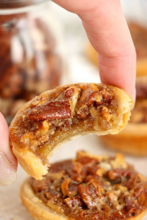 Mini Pecan Pies - Happy Homeschool Nest Pecan Pie Tarts Mini, Mini Pecan Pies In A Muffin Tin, Individual Pecan Pies, Pecan Tarts Mini, Mini Pecan Pie Recipes, Mini Pecan Pie, Pecan Pie Tarts, Miniature Pies, Pecan Bites