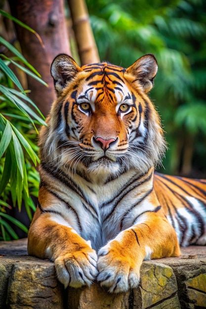 Resting tiger at the Zoo | Premium AI-generated image Cute Big Animals, Tiger Print Aesthetic, Tiger Pictures Photography, Tiger Images Hd, Tigers Aesthetic, Wild Cats Photography, Tiger Fotografie, White Tiger Pictures, Pictures Of Wild Animals