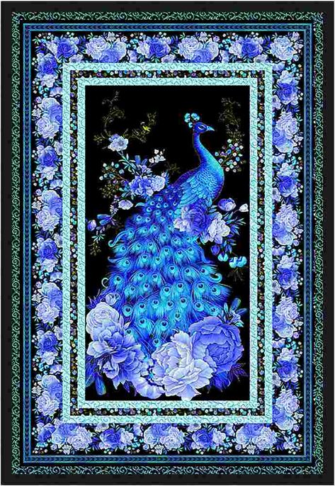 Peacock Quilt Pattern, 5 Yard Quilts, Quilt Designs Ideas, Dallas Cowboys Blanket, Quilts Using Panels, Framed Quilt, Quilt Panel Ideas, Quilting With Panels, Quilts With Panels