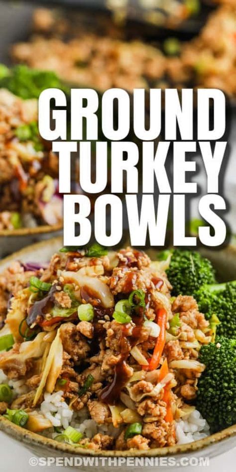 Skip the takeout and learn how to make everyone's favorite Buddha bowl right at home. This zesty recipe is chock full of nutrients and amazing flavors. #spendwithpennies #groundturkeybowls #ricebowl #entree #lunch #recipe #simple #recipes #veggie #healthy #mealprep Turkey Bowls, Turkey Recipes Healthy, Turkey Bowl, Ground Turkey Recipes Healthy, Healthy Ground Turkey, Healthy Bowls Recipes, Healthy Turkey, Healthy Dinner Recipes For Family, Healthy Bowls