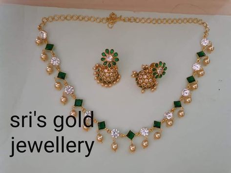 Ramparivar Earrings Gold, Simple Diamond Necklace Designs, Light Weight Gold Necklace Indian With Grams, 8grams Gold Necklace, Ramparivar Necklace Designs, 10gms Gold Necklace Designs, Gold Jewelry Simple Necklace Indian, 5 Grams Gold Necklace, 50 Grams Gold Haram Designs