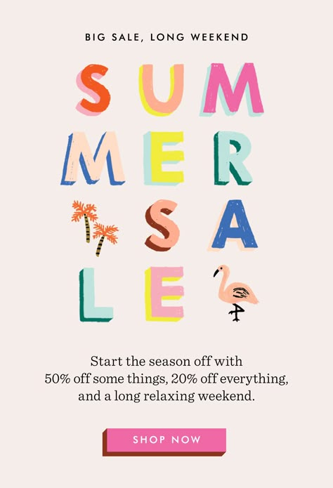 Summer Email Design, Summer Sale Graphic, Summer Sale Design, Sale Graphic Design, Summer Promo, Email Layout, Anna Bond, Email Marketing Design Inspiration, Email Newsletter Design