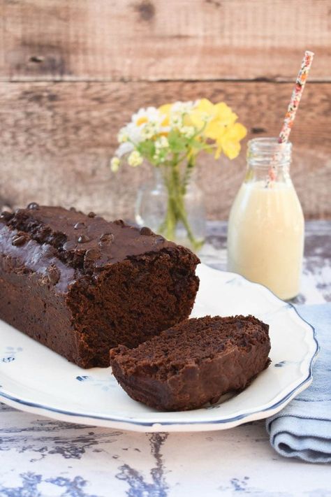 Dairy-Free Chocolate Loaf Cake Vegan Chocolate Loaf Cake, Chocolate Cake With Chocolate Chips, Chocolate Zucchini Loaf, 3 Ingredient Cake, Cake With Chocolate Chips, Banana Chocolate Chip Cake, Rabbit Tracks, 3 Ingredient Cakes, Chocolate Loaf