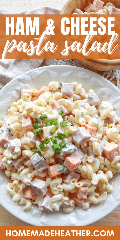 The best Ham & Cheese Pasta Salad Recipe Ham Pasta Salad Cold, Ham And Cheese Salad Recipe, Ham Pea And Cheese Pasta Salad, Cold Ham Salad, Pasta Ham Salad Recipes, Ham Ranch Pasta Salad, Cold Pasta Salad With Ham, Ham And Cheese Pasta Salad Cold, Ham Noodle Salad