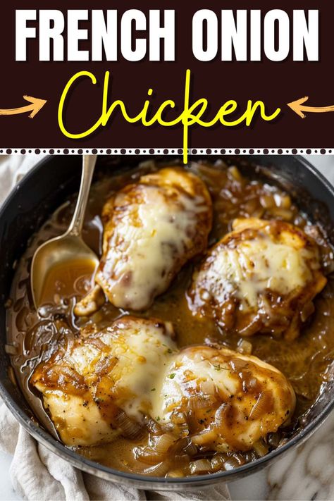 This tempting French onion chicken is the ultimate comfort food! It has all of the flavors of the classic soup in a convenient, one-skillet meal. Onion Soup Chicken Recipes, New Dinner Ideas, French Onion Chicken, Chicken Skillet Recipes, Mind Diet, New Dinner, Onion Chicken, Digestive Problems, Skillet Recipes