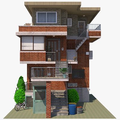 ArtStation - Studio Vertex Thai Apartment Exterior, Seoul Apartment Exterior, Korean House Exterior Seoul, Sims 4 Korean Apartment, Korean Townhouse, Korean Apartment Exterior, Korean Apartment Building, Japanese Apartment Exterior, Korean House Exterior