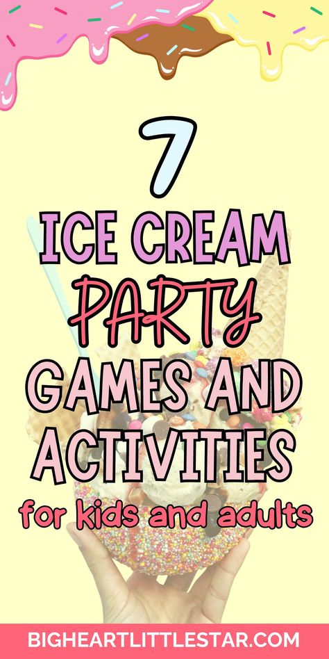 Explore the most creative ice cream games for your summer party. These fun and easy activities are great for kids and adults alike. From relay races to creative sundae contests, these party games will keep everyone entertained. Plan your ice cream party now! Ice Cream Party Games, Party Games For All Ages, Game Ideas For Kids, Creative Ice Cream, Ice Cream Games, Sleepover Party Games, Diy Party Games, Party Activities Kids, Kids Party Planning