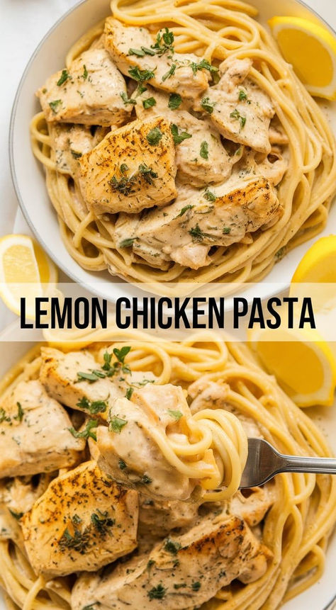 Lemon Chicken Pasta Lemon Spaghetti With Chicken, Lemon Chicken And Pasta Recipes, Lemon Meals Easy Recipes, Lemon Chicken Pasta Recipes Easy, Lemon Garlic Chicken With Creamy Pasta, Lemon Chicken Recipe Pasta, Lemon Pesto Chicken Pasta, Best Lemon Chicken Recipe, Easy Lemon Chicken Pasta