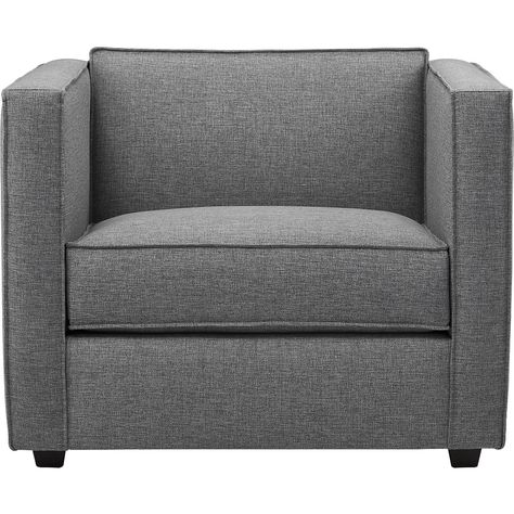 Shop club chair.   Our popular club chair squares up in refined grey, it's a plush update on the classic club.  Exaggerated flange outlines boxy design that says 'this is my space. Corporate Lounge, Natural Linen Sofa, Couch Inspiration, Dream Couch, Modern Chesterfield Sofa, Cottage Garage, Couch Designs, Velvet Sleeper Sofa, New Townhouse