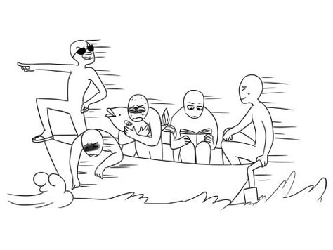 Person On Boat Reference, 7 Person Group Pose Drawing, Tag Yourself Friend Group, Draw The Squad 5 People, 3 Person Poses Drawing, Draw Your Squad, Wearing Shades, Drawing Meme, Boat Drawing