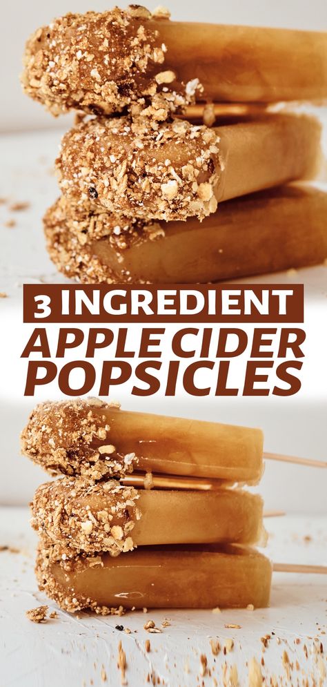 Apple Cider Popsicle, Fall Popsicles, Apple Popsicles, Easy Popsicle Recipes, Fruit Popsicle Recipes, Frozen Apple, Easy Popsicles, Gimme Some Sugar, Homemade Apple Cider