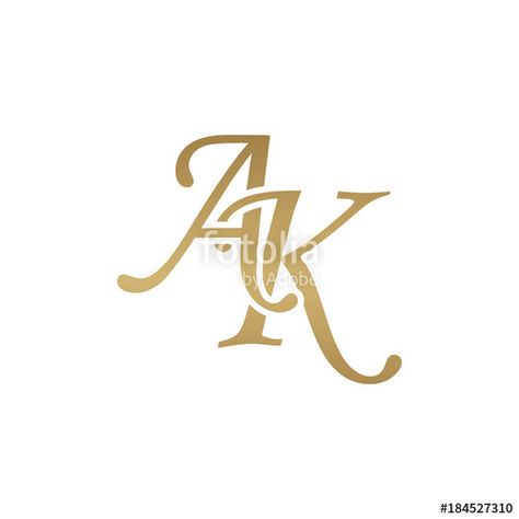 Initial letter AK, overlapping elegant ... Letter K Tattoo Design, K And A Letters Together, Good Afternoon My Love, Queen Wallpaper Crown, Ak Logo, Makeup Studio Decor, Dental Logo Design, Name Drawings, Stylish Alphabets