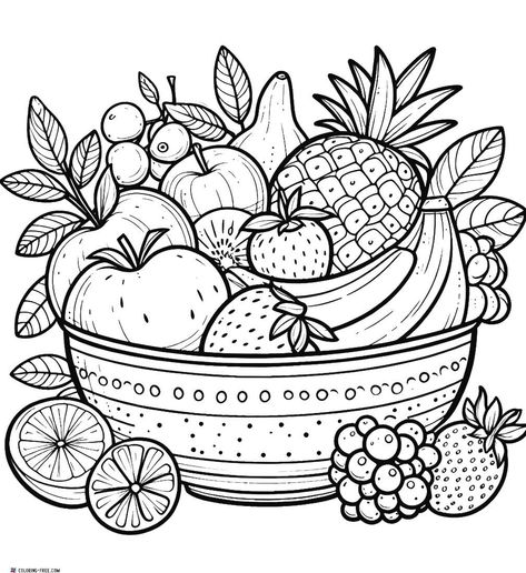 20 Fruit Coloring Pages (Free Unique Printables) Fruit Doodle, Fruit Coloring, Fruit Coloring Pages, Food Coloring Pages, Fruits Drawing, Cat Coloring Book, Fruit Picture, Eye Sketch, Printable Coloring Sheets