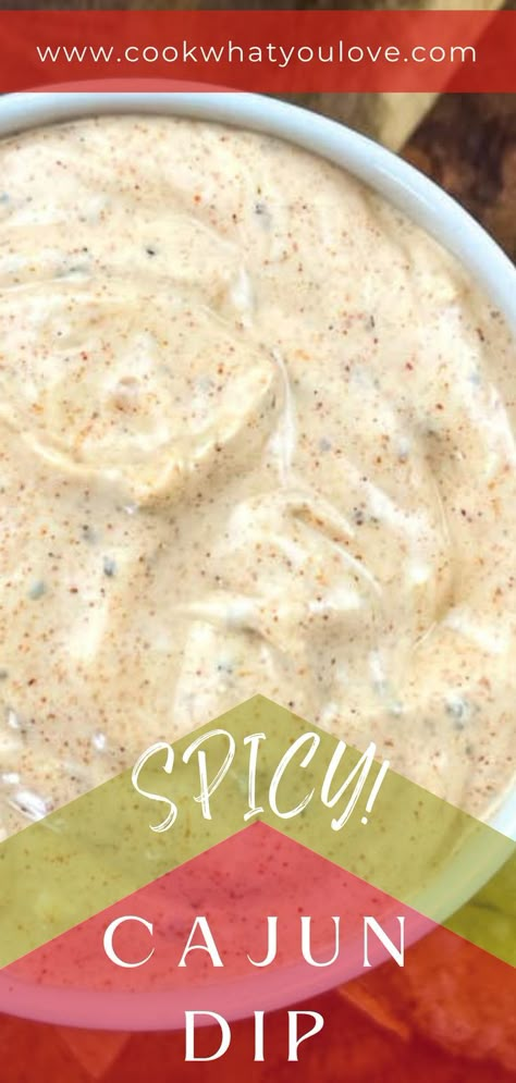 Cajun party dip in a bowl. New Orleans Dips Recipe, Spicy Chip Dip Recipes, Cajun Cheese Dip, Cold Spicy Dip Recipes, Cajun Seafood Dip, Spicy Sour Cream Dip, Mardi Gras Dip Recipes, Spicy Dips Recipes, Spicy Dips For Parties