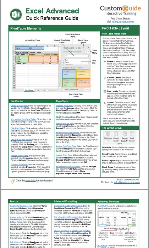 Free Excel Advanced Cheat Sheet Excel Tips Cheat Sheets Pivot Tables, Excel Shortcuts Cheat Sheets, Excel Tips And Tricks, Excel Tricks, Excel For Beginners, Excel Hacks, Microsoft Excel Tutorial, Excel Shortcuts, Excel Tips