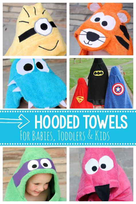 Hooded Towel Pattern, Hooded Towel Tutorial, Sewing Classes For Beginners, Sewing Gifts For Kids, Free Sewing Tutorials, Kids Hooded Towels, Hooded Bath Towels, Kids Bag, Hooded Baby Towel