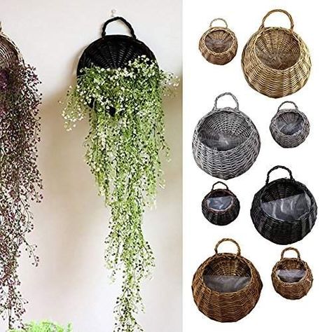 Rattan Vase, Hanging Basket Storage, Rattan Flower, Hanging Vase, Basket Wall Hanging, Fence Plants, Wall Hanging Basket, Hanging Flower Baskets, Hanging Flower Pots