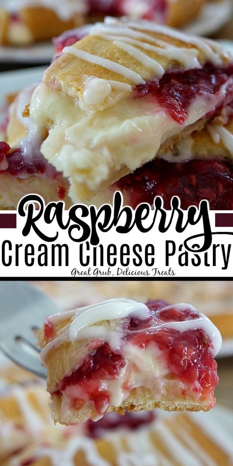 Raspberry Pastry Recipes, Raspberry Pastry, Raspberry Cream Cheese, Cream Cheese Pastry, Pastries Recipes Dessert, Raspberry Desserts, Cream Cheese Danish, Cheese Pastry, Raspberry Cream