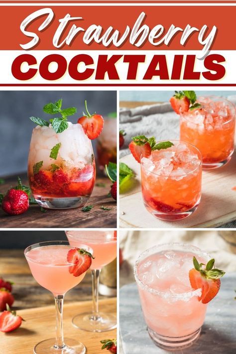 These fresh strawberry cocktails are the perfect way to wind down! From a gin smash to mojitos to bellinis, strawberries bring a sweet burst of flavor to these drinks. Strawberry Soda Cocktail, Strawberry Cocktail Vodka, Gin And Strawberry Cocktail, Strawberry Pucker Drinks, Cocktail With Strawberries, Fresh Strawberry Cocktail, Easy Strawberry Cocktails, Vodka Strawberry Cocktail, Strawberry Cocktails Recipes