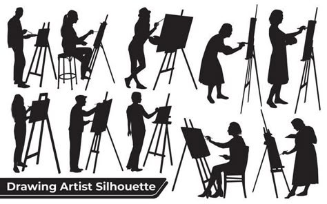 Artist Silhouette, Mental Map, Person Drawing, Scale Figures, Painting People, Drawing Artist, Vector Drawing, Figure Painting, Performance Art