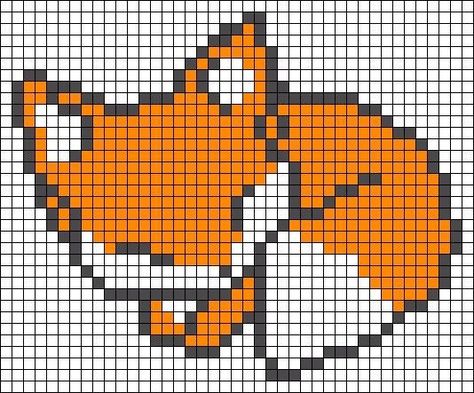 Pixel Art Cute Animals, Fox Pixel Art, Pixel Art Stitch, Animal Pixel Art, Modele Pixel Art, Fox Animal, Art Fox, Kitsune Fox, Graph Crochet