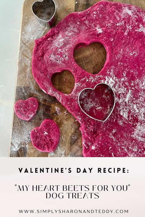 My Heart Beets For You, Valentines Dog Treats Recipe, Valentine Dog Treats Homemade, Valentines For Dogs, Dog Valentines Treats, Valentine’s Day Dog Treats, Valentine Pastries, Valentines Food For Kids, Valentines Day Dog Treats