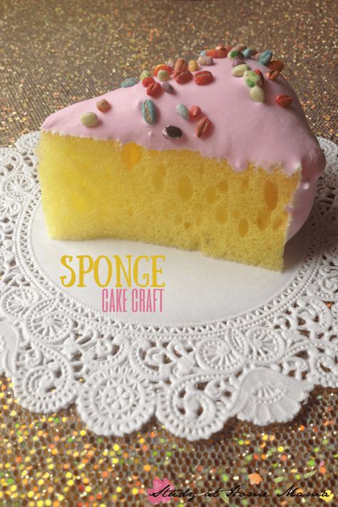 This Sponge Cake Craft is such a cute birthday craft idea for kids! Perfect for a tea party or unbirthday celebration - an easy craft for kids! Kids Craft Ideas Diy Sponges, Easy Craft For Kids, Birthday Craft, Sensory Tub, Easy Teas, Felt Play Food, Pretend Food, Kids Craft Ideas, Cake Craft